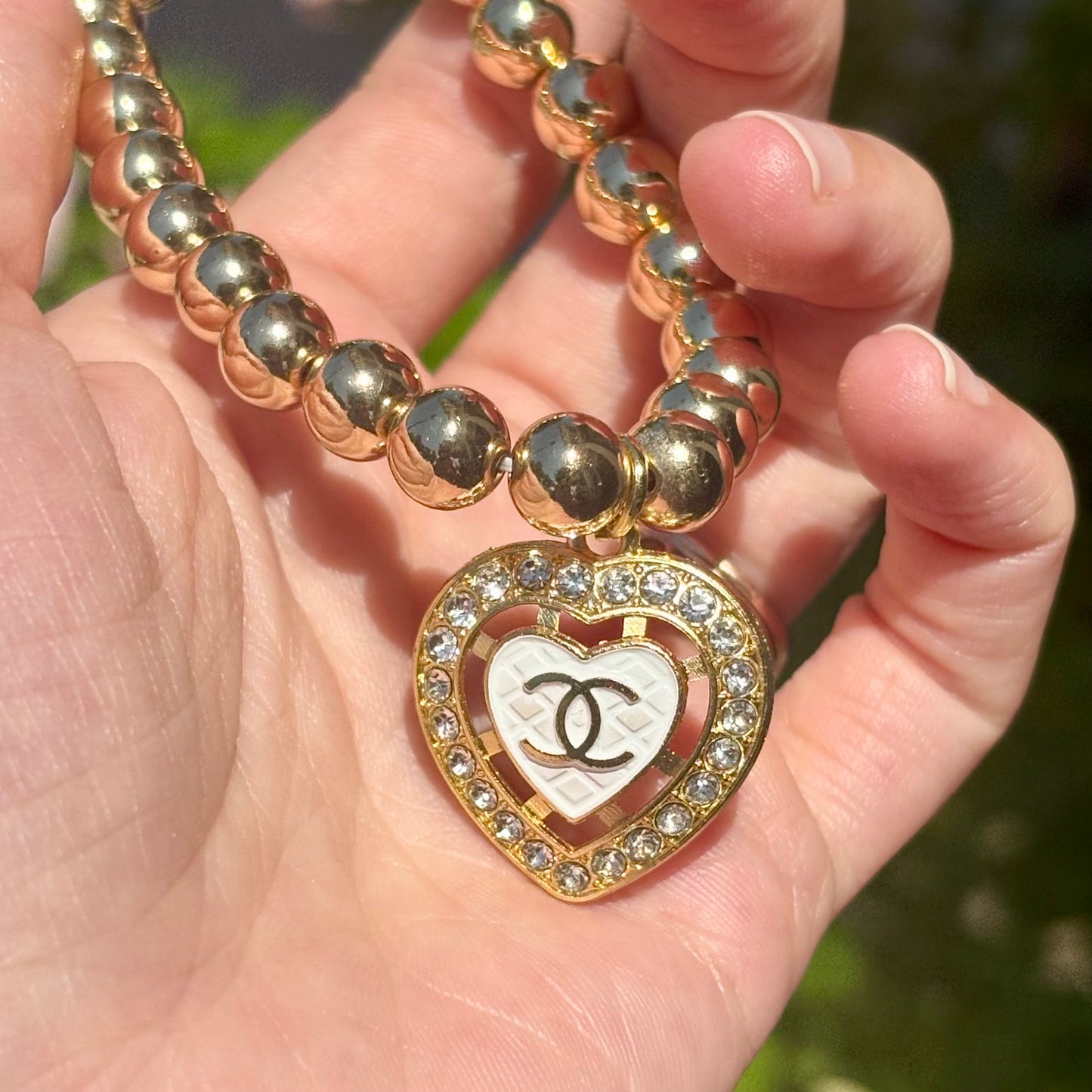 Luxe Heartstone Gold Bead Upcycled & Reporposed Bracelet