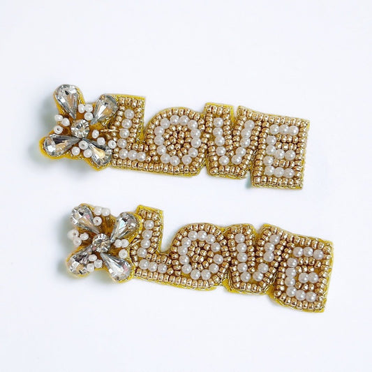 Beaded Sparkly Love Earrings - Boho Mamma Store