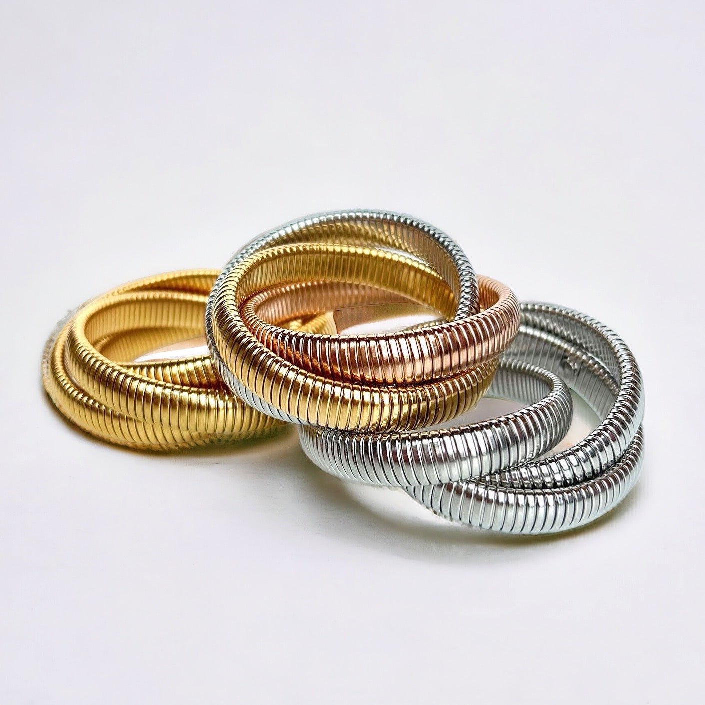 Gilded Grace Stack Metal Bracelets - Boho Mamma Store