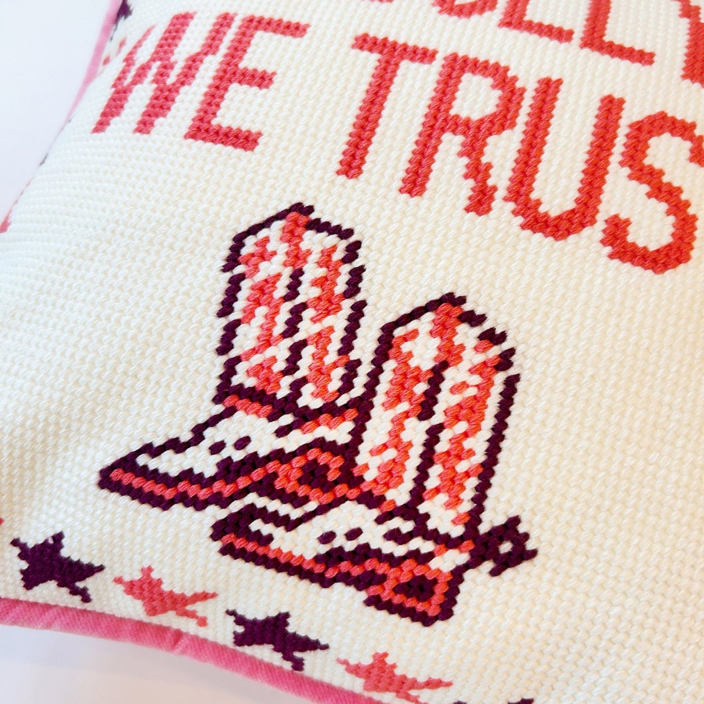 In Dolly We Trust Needlepoint Pillow - Boho Mamma Store
