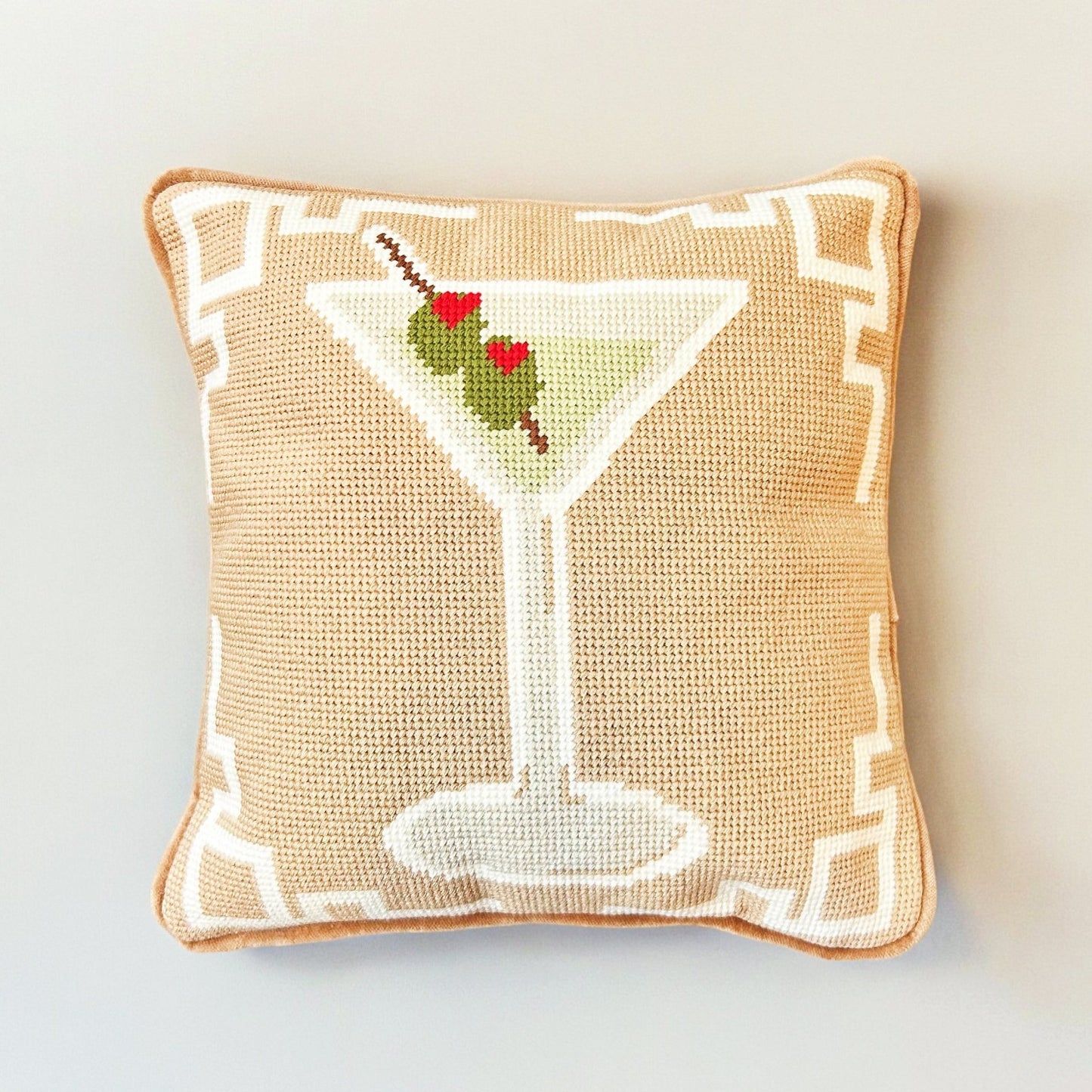 "Martini Magic" Hooked Pillow - Boho Mamma Store