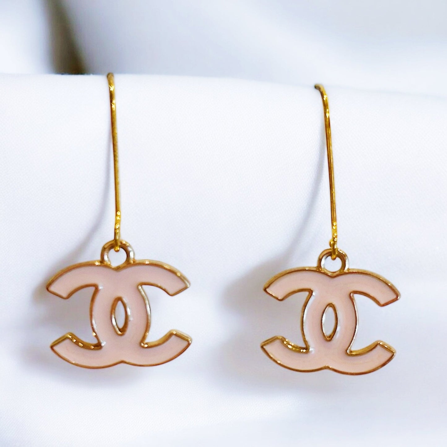 Pale Pink Lucious Logo Upcycled & Repurposed Earrings - Boho Mamma Store