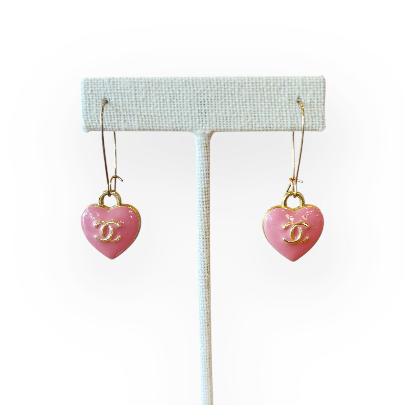 Repurposed Pink Heart Logo Earrings - Boho Mamma Store