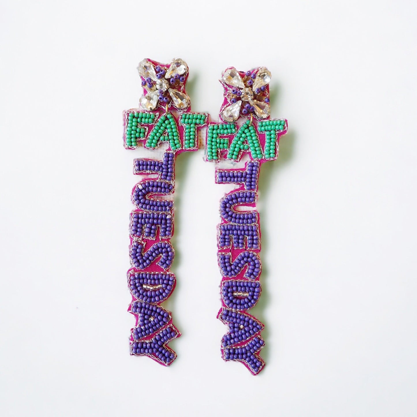 Fat Tuesday Mardi Gras Beaded Earrings - Boho Mamma Store