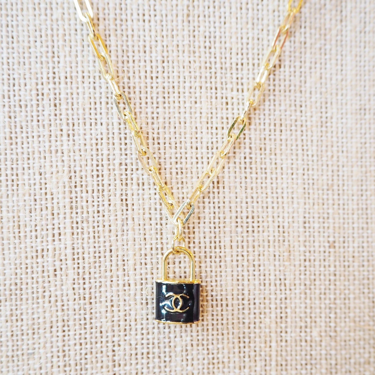 Repurposed Chanel Lock Logo Necklace - Boho Mamma Store
