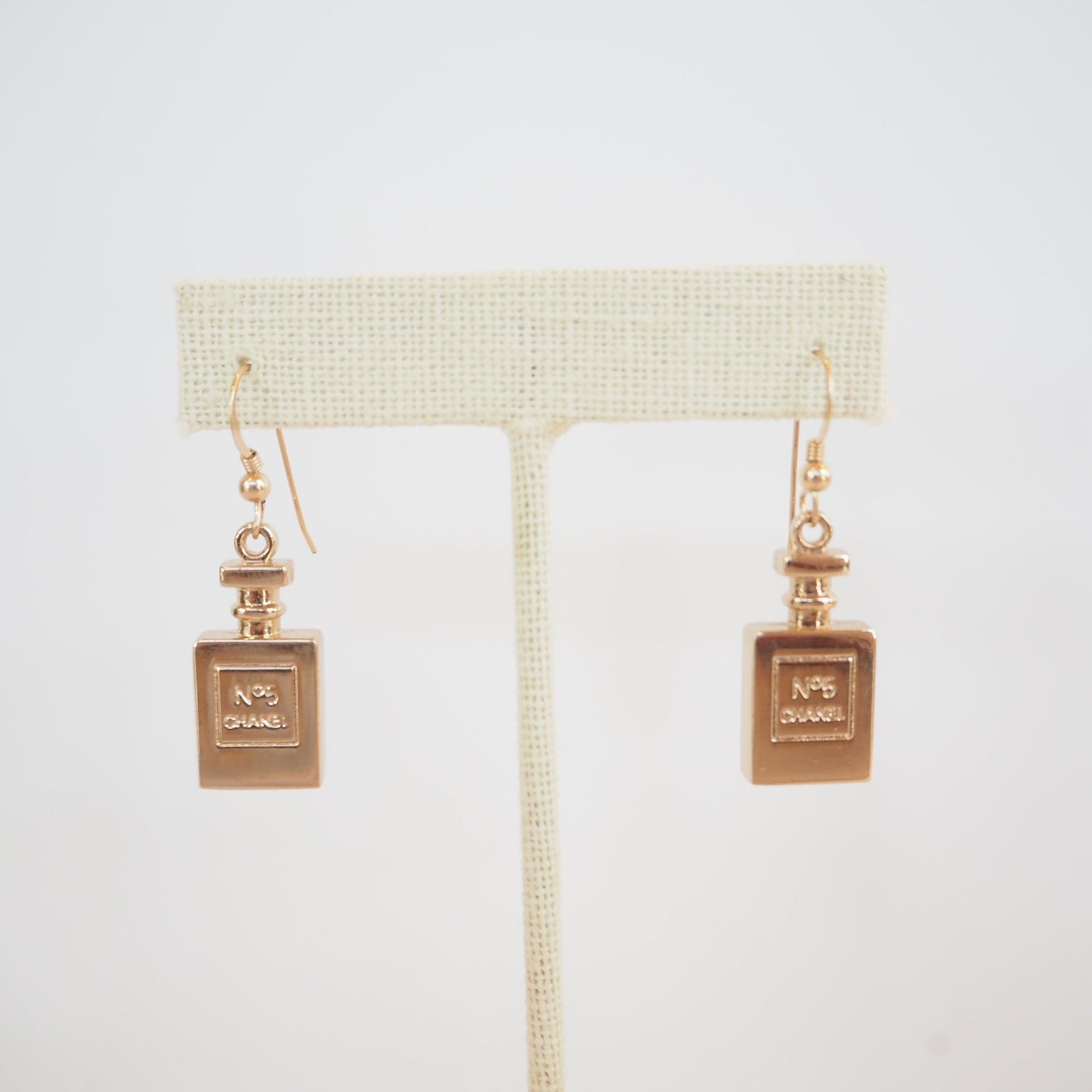 Repurposed Dangle Gold Perfume Bottle Earrings - Boho Mamma Store