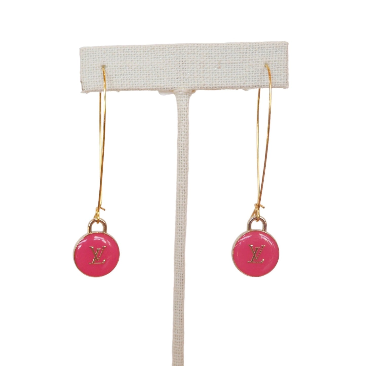 Repurposed Louis Vuitton Pink Earrings - Boho Mamma Store