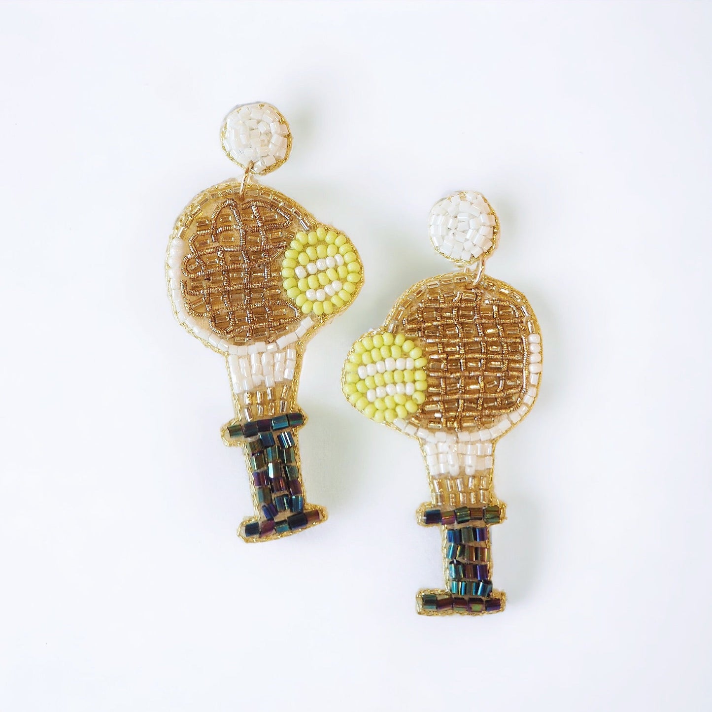 Tennis Racket with Ball Beaded Earrings - Boho Mamma Store