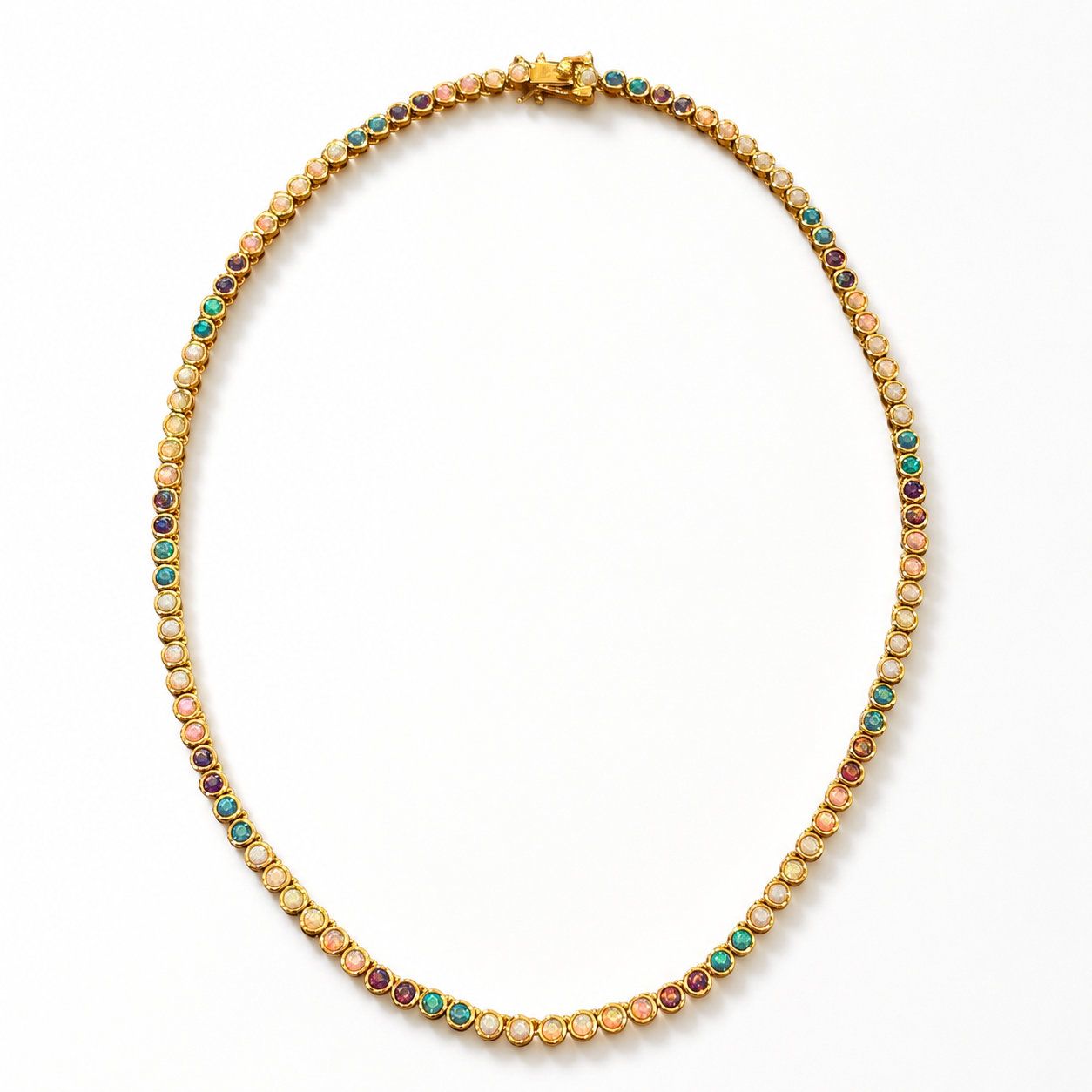 Golden Coast Rainbow Tennis Necklace
