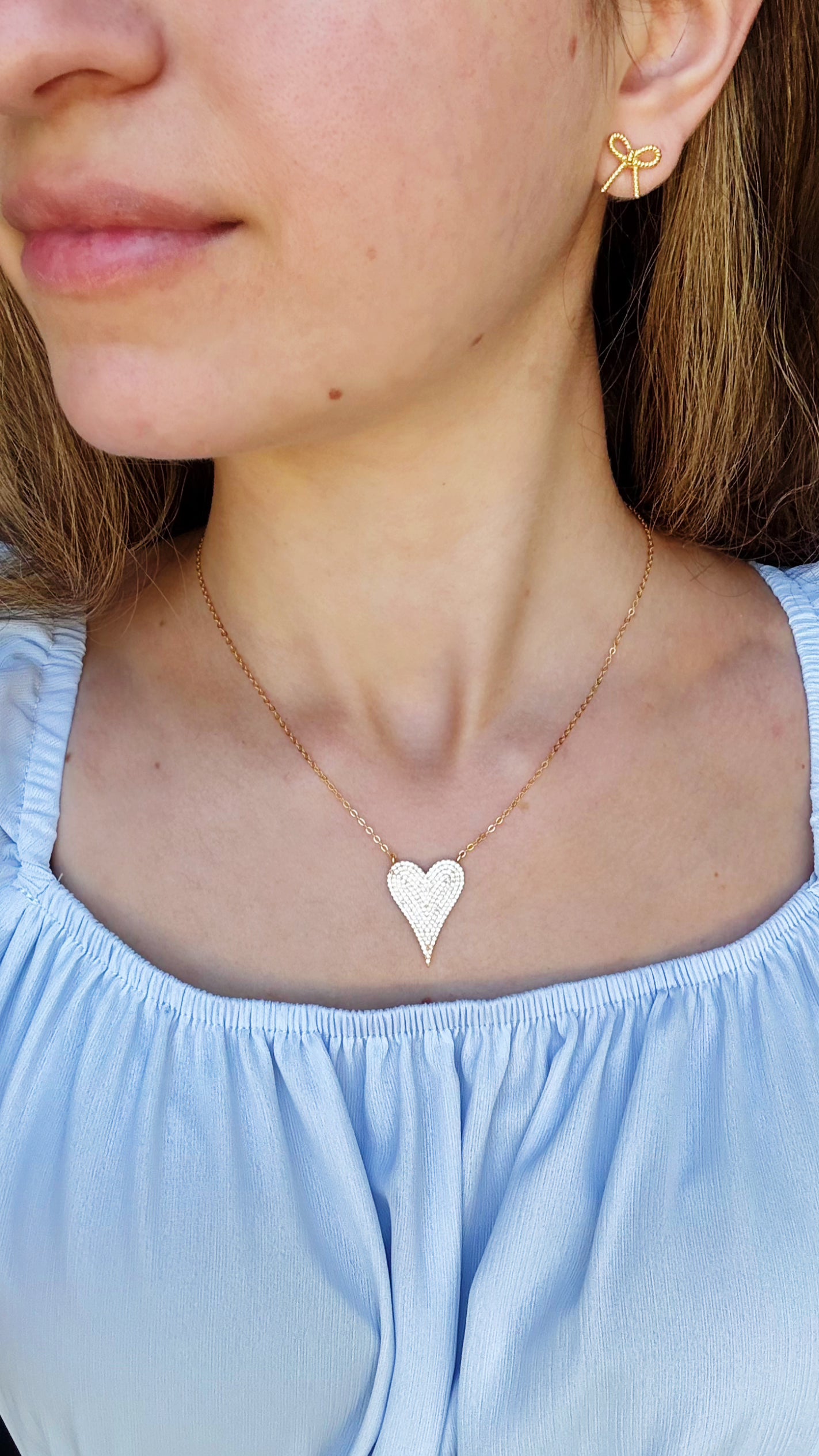 Gold Pavé Diamond Heart Necklace