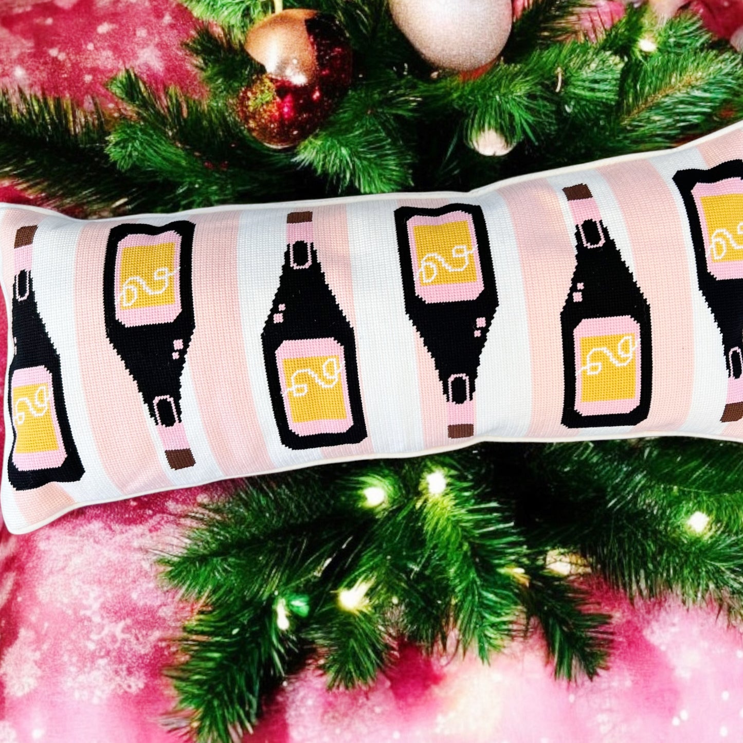 Pop the Bubbly Needlepoint Pillow