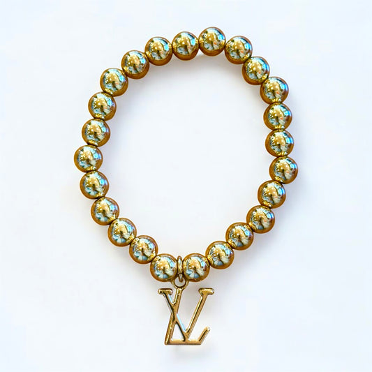 Golden Glimmer LV Bracelet Up-Cycled