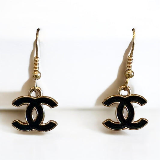 Repurposed Dangle Logo Earrings