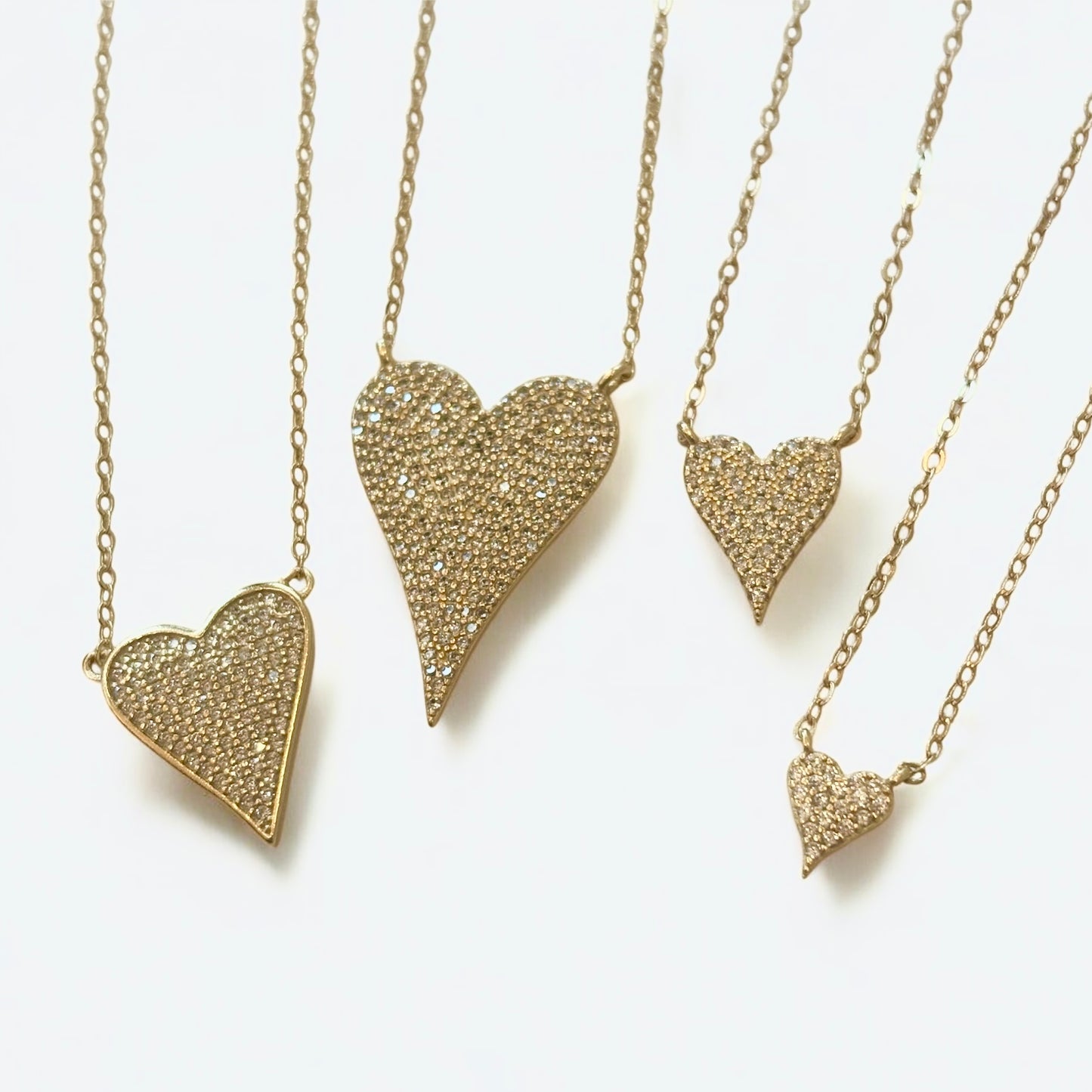 Gold Pavé Diamond Heart Necklace