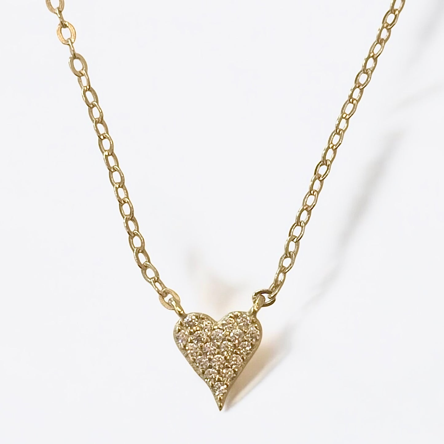 Gold Pavé Diamond Heart Necklace