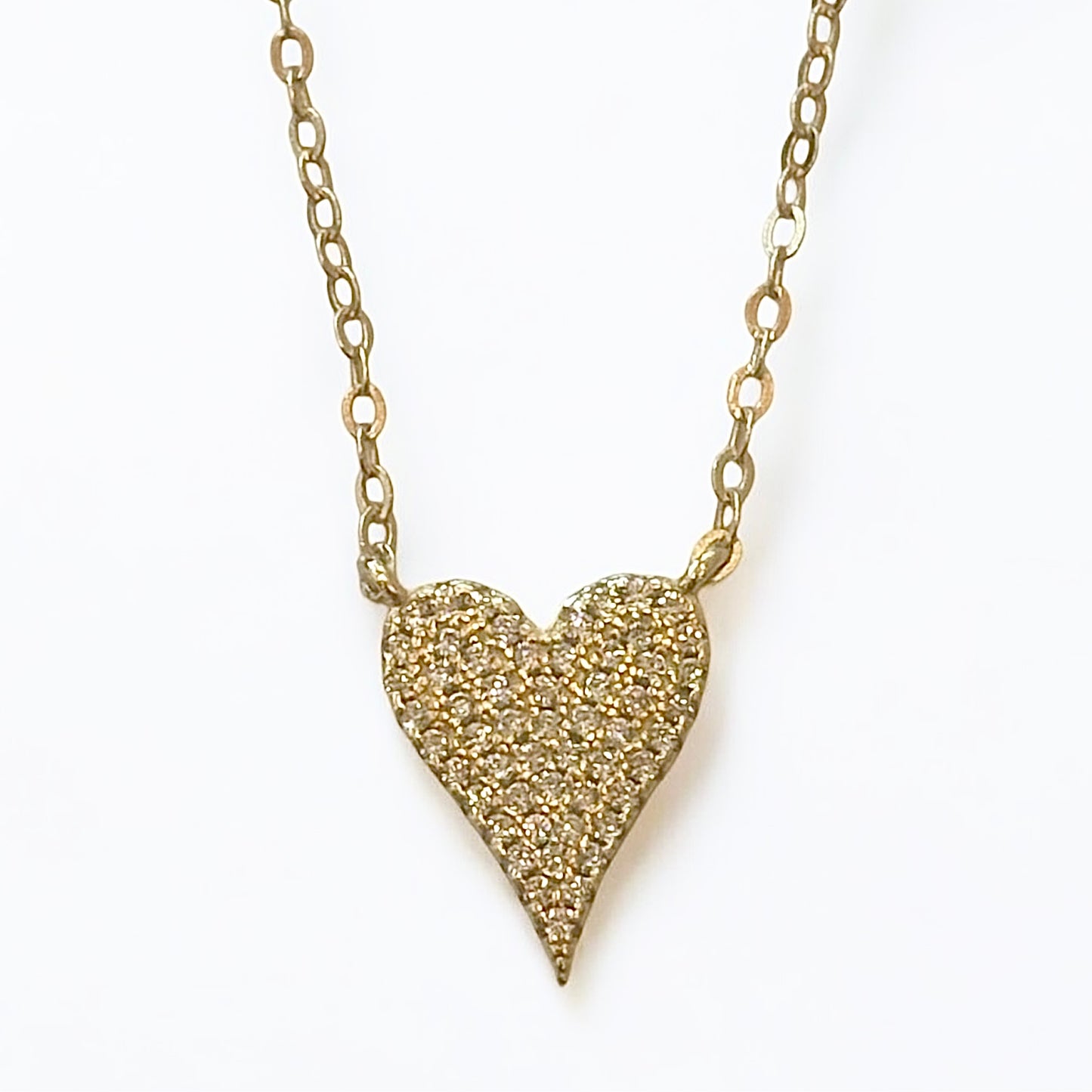 Gold Pavé Diamond Heart Necklace