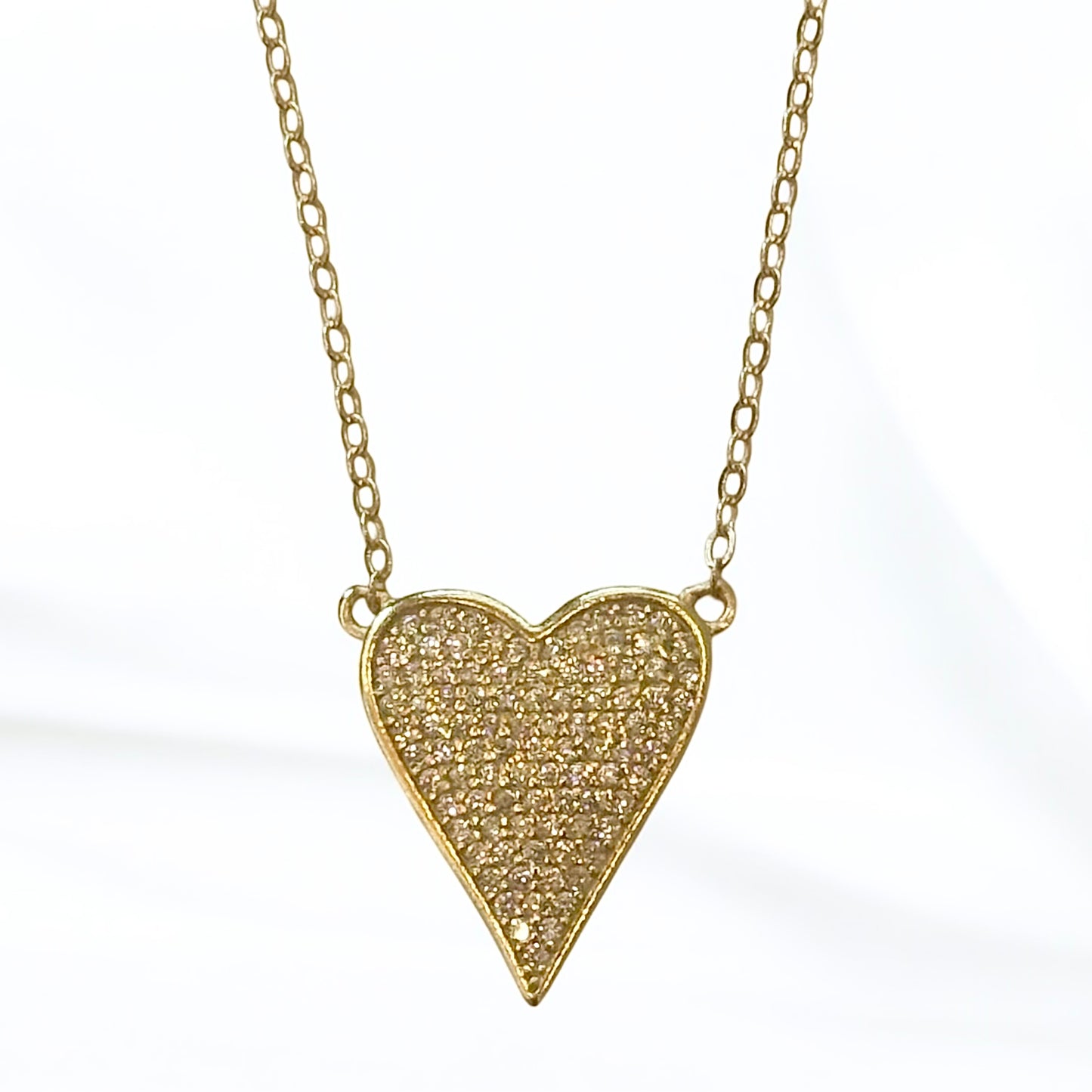 Gold Pavé Diamond Heart Necklace