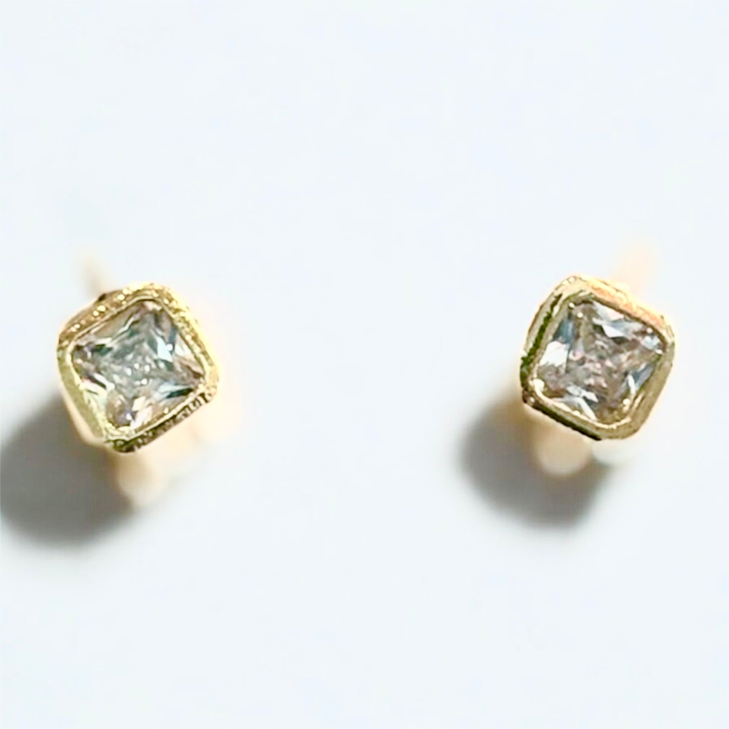 Gold Bevelled Diamond Studs