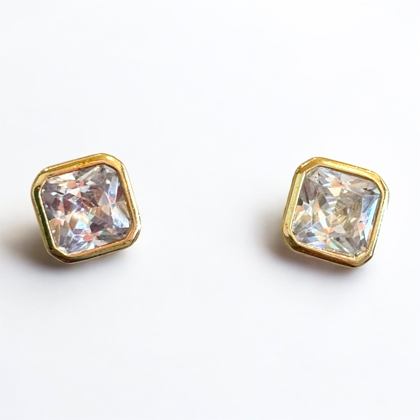 Gold Bevelled Diamond Studs