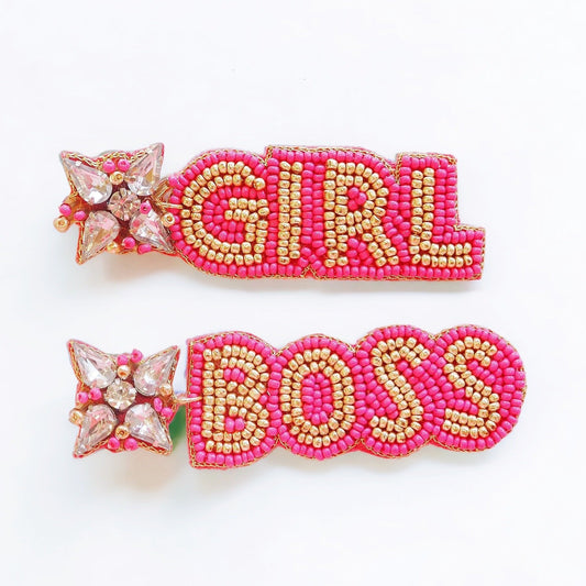 Beaded Girl Boss Earrings - Boho Mamma Store