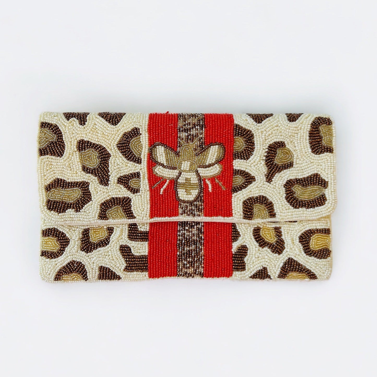 Beaded Brown & Red Leopard Handbag - Boho Mamma Store