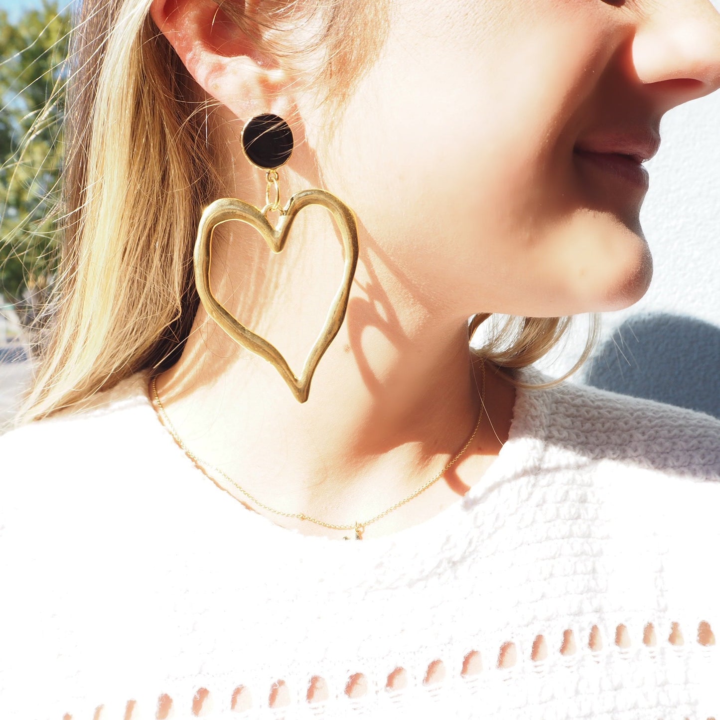 Heart Shaped Gold Dangle Earrings - Boho Mamma Store