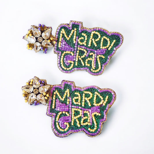 Mardi Gras Beaded Earrings - Boho Mamma Store