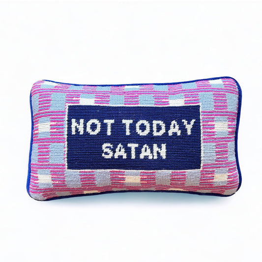 Not Today Satan Needlepoint Pillow - Boho Mamma Store