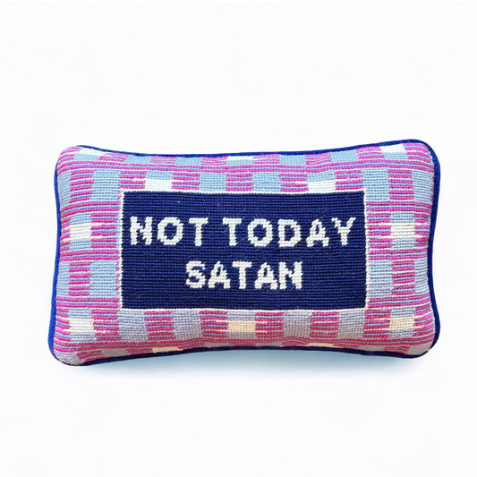 Not Today Satan Needlepoint Pillow - Boho Mamma Store