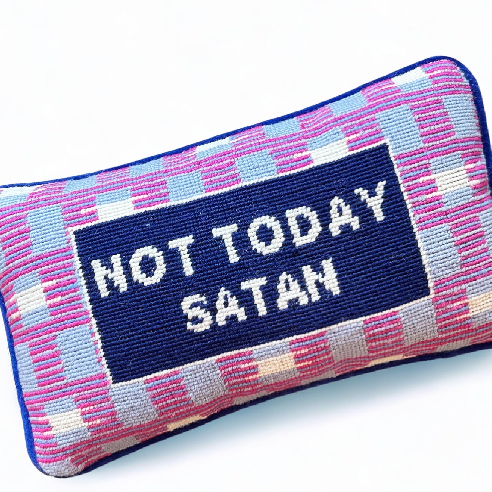 Not Today Satan Needlepoint Pillow - Boho Mamma Store