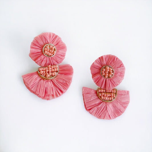 Pink Ratan Dangle Earrings - Boho Mamma Store