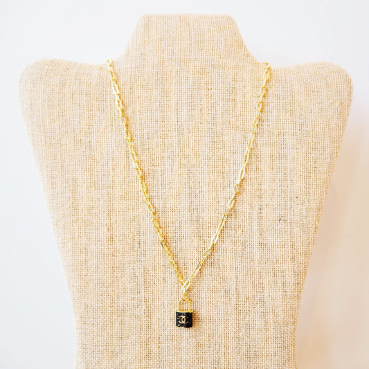 Repurposed Chanel Lock Logo Necklace - Boho Mamma Store