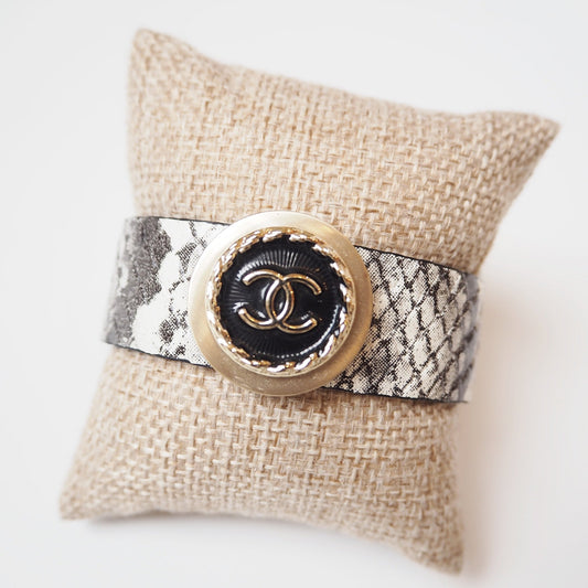 Repurposed Faux Snake Skin Chanel Bracelet - Boho Mamma Store