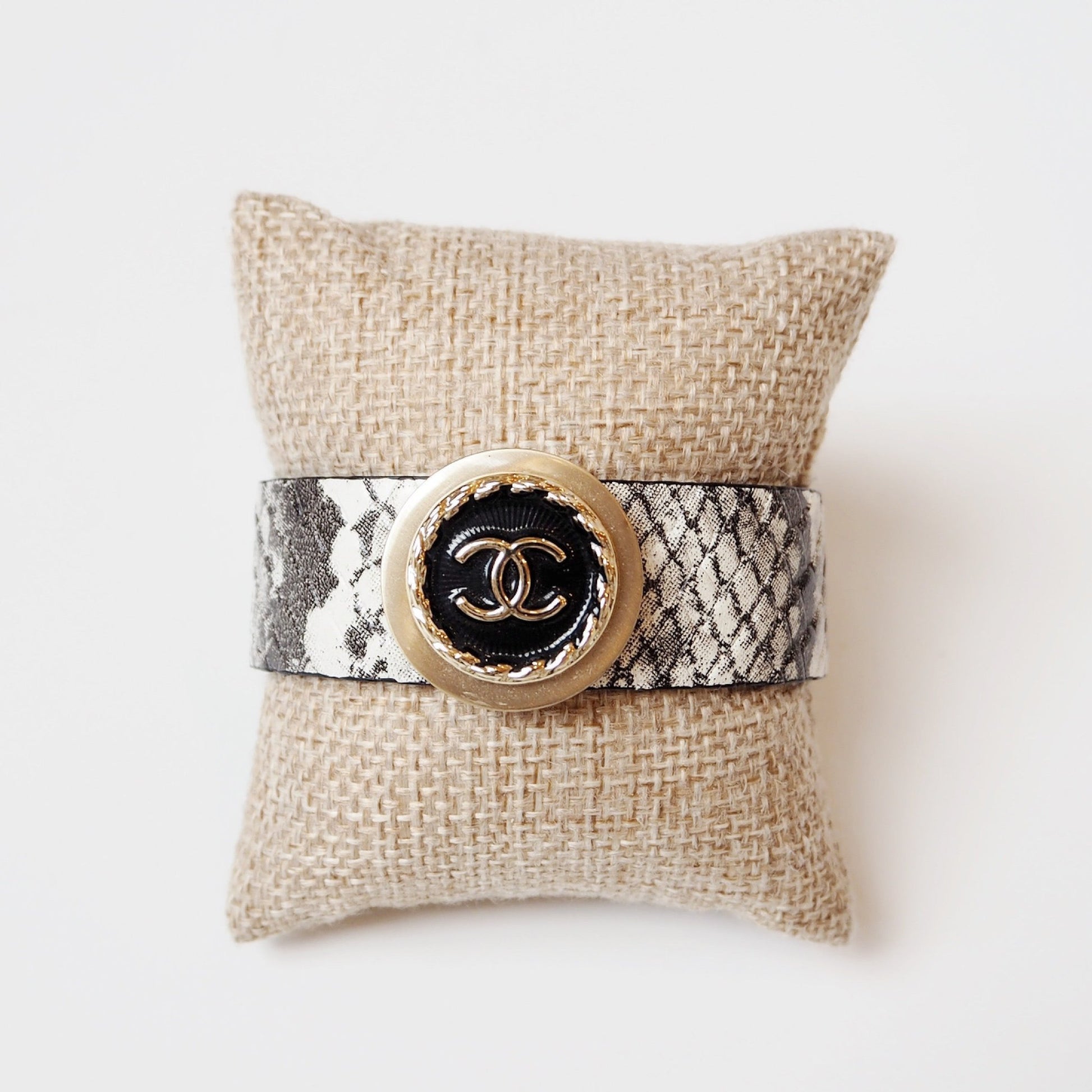 Repurposed Faux Snake Skin Chanel Bracelet - Boho Mamma Store
