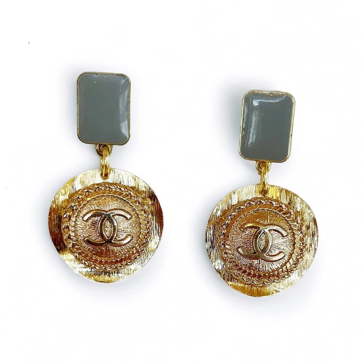 Repurposed Medallion Drop Chanel Earrings - Boho Mamma Store