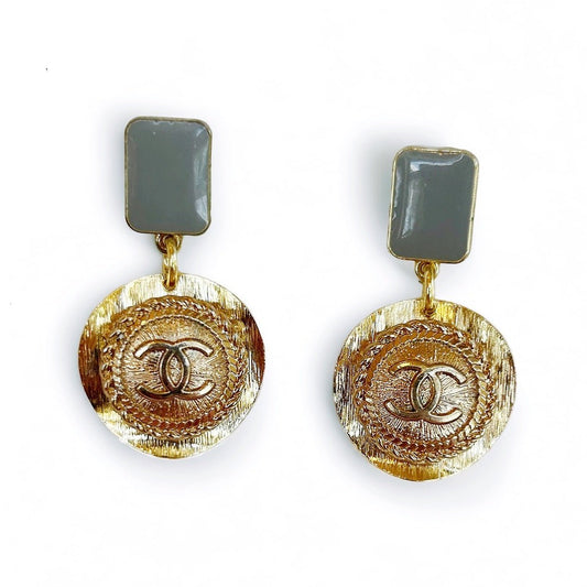Repurposed Medallion Drop Chanel Earrings - Boho Mamma Store